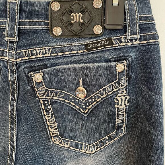 Miss Me Easy Boot Jeans 28 Womens Bling Embellished Boot Cut Midrise Denim - Picture 4 of 7